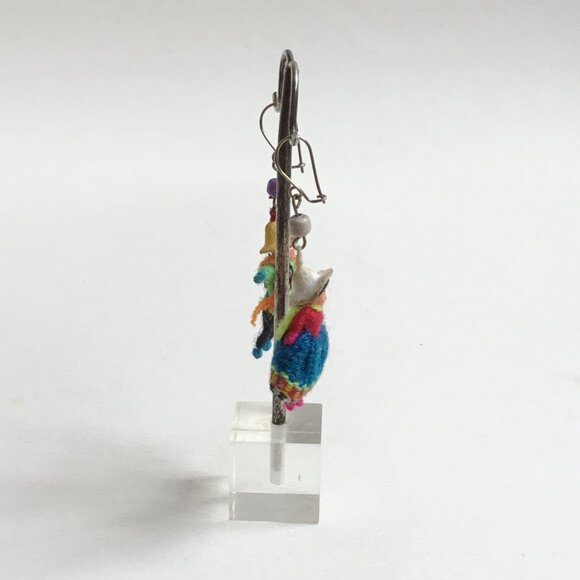 Vintage Figural Peruvian Doll Couple Dangle Pierced Earrings - Picture 3 of 6